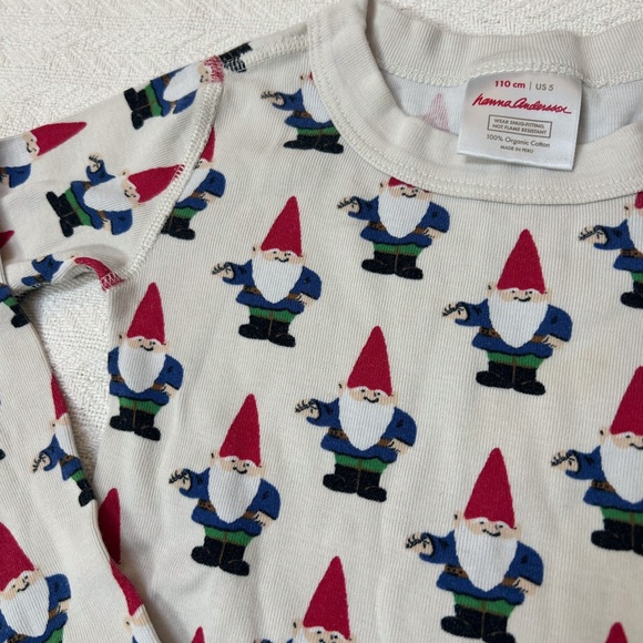 Hanna Andersson Gnome Print Pajama Set - Red, Blue, Cream - sz 5 - Picture 2 of 15